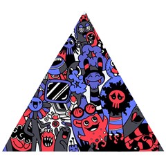 Cute Halloween Monsters Set Background Wooden Puzzle Triangle by Vaneshart