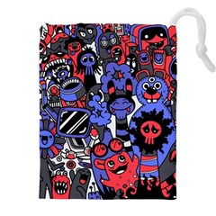 Cute Halloween Monsters Set Background Drawstring Pouch (4xl) by Vaneshart