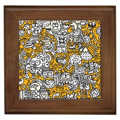 Hand Drawn Vector Illustration Doodle Funny World Framed Tile by Vaneshart