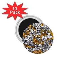 Hand Drawn Vector Illustration Doodle Funny World 1.75  Magnets (10 pack) 