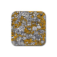 Hand Drawn Vector Illustration Doodle Funny World Rubber Coaster (square)  by Vaneshart