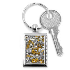 Hand Drawn Vector Illustration Doodle Funny World Key Chain (Rectangle)