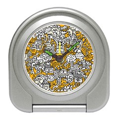 Hand Drawn Vector Illustration Doodle Funny World Travel Alarm Clock