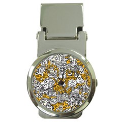 Hand Drawn Vector Illustration Doodle Funny World Money Clip Watches