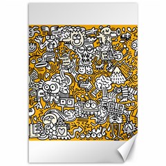 Hand Drawn Vector Illustration Doodle Funny World Canvas 12  x 18 