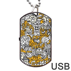 Hand Drawn Vector Illustration Doodle Funny World Dog Tag Usb Flash (one Side) by Vaneshart