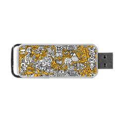 Hand Drawn Vector Illustration Doodle Funny World Portable Usb Flash (two Sides) by Vaneshart