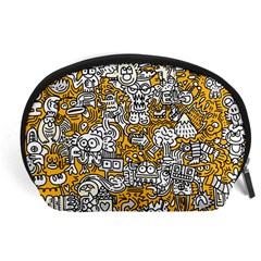 Hand Drawn Vector Illustration Doodle Funny World Accessory Pouch (Large)