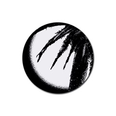 Black And White Tropical Moonscape Illustration Rubber Coaster (round) 