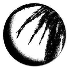 Black And White Tropical Moonscape Illustration Magnet 5  (round)