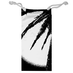 Black And White Tropical Moonscape Illustration Jewelry Bag by dflcprintsclothing