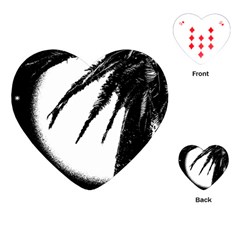 Black And White Tropical Moonscape Illustration Playing Cards Single Design (heart)