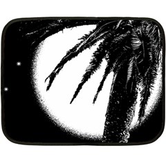 Black And White Tropical Moonscape Illustration Fleece Blanket (mini) by dflcprintsclothing