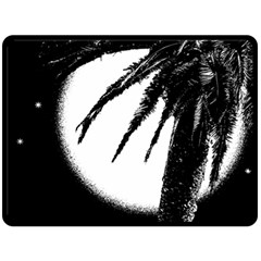 Black And White Tropical Moonscape Illustration Fleece Blanket (large) 