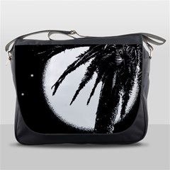 Black And White Tropical Moonscape Illustration Messenger Bag