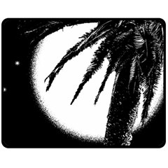 Black And White Tropical Moonscape Illustration Double Sided Fleece Blanket (medium)  by dflcprintsclothing