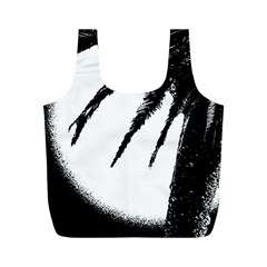 Black And White Tropical Moonscape Illustration Full Print Recycle Bag (m) by dflcprintsclothing