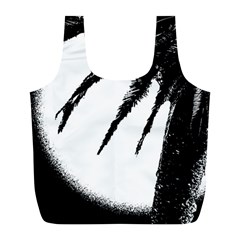 Black And White Tropical Moonscape Illustration Full Print Recycle Bag (l)