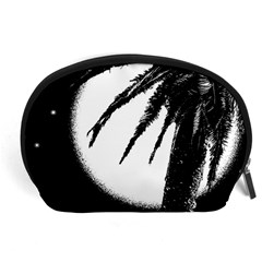 Black And White Tropical Moonscape Illustration Accessory Pouch (large)