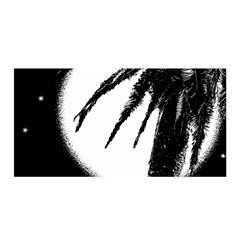 Black And White Tropical Moonscape Illustration Satin Wrap