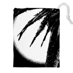 Black And White Tropical Moonscape Illustration Drawstring Pouch (4xl) by dflcprintsclothing