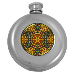 Yuppie And Hippie Art With Some Bohemian Style In Round Hip Flask (5 Oz) by pepitasart