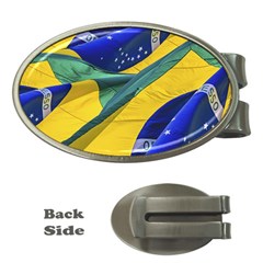 Brazil Flags Waving Background Money Clips (oval)  by dflcprintsclothing