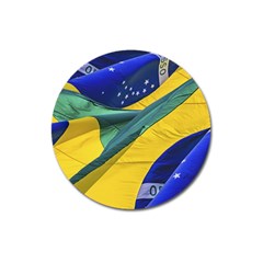 Brazil Flags Waving Background Magnet 3  (round) by dflcprintsclothing