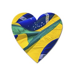 Brazil Flags Waving Background Heart Magnet by dflcprintsclothing