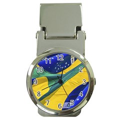 Brazil Flags Waving Background Money Clip Watches by dflcprintsclothing