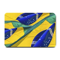 Brazil Flags Waving Background Small Doormat  by dflcprintsclothing