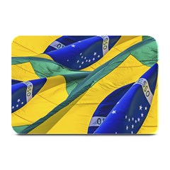 Brazil Flags Waving Background Plate Mats by dflcprintsclothing