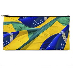 Brazil Flags Waving Background Pencil Case by dflcprintsclothing