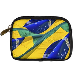 Brazil Flags Waving Background Digital Camera Leather Case by dflcprintsclothing