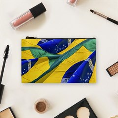 Brazil Flags Waving Background Cosmetic Bag (small) by dflcprintsclothing