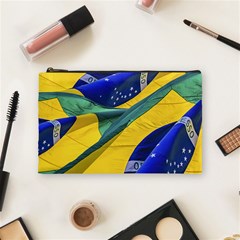 Brazil Flags Waving Background Cosmetic Bag (medium) by dflcprintsclothing