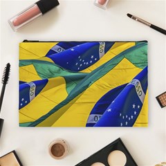 Brazil Flags Waving Background Cosmetic Bag (large) by dflcprintsclothing