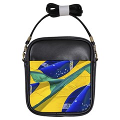 Brazil Flags Waving Background Girls Sling Bag by dflcprintsclothing