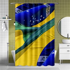 Brazil Flags Waving Background Shower Curtain 48  X 72  (small) 