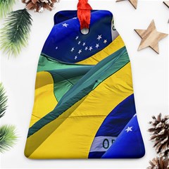 Brazil Flags Waving Background Bell Ornament (two Sides) by dflcprintsclothing