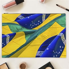 Brazil Flags Waving Background Cosmetic Bag (xxl) by dflcprintsclothing