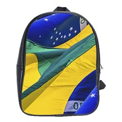 Brazil Flags Waving Background School Bag (xl) by dflcprintsclothing