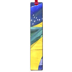 Brazil Flags Waving Background Large Book Marks by dflcprintsclothing