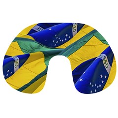 Brazil Flags Waving Background Travel Neck Pillow by dflcprintsclothing