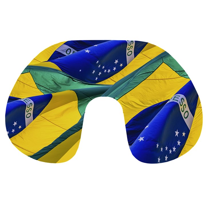 Brazil Flags Waving Background Travel Neck Pillow