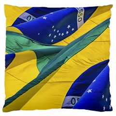 Brazil Flags Waving Background Standard Flano Cushion Case (one Side) by dflcprintsclothing