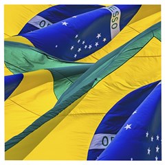 Brazil Flags Waving Background Wooden Puzzle Square by dflcprintsclothing