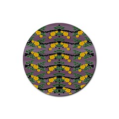 Plumeria And Frangipani Temple Flowers Ornate Rubber Coaster (round)  by pepitasart