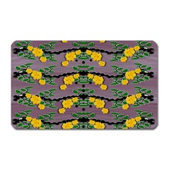 Plumeria And Frangipani Temple Flowers Ornate Magnet (rectangular) by pepitasart