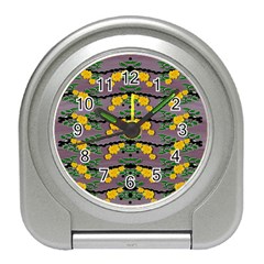 Plumeria And Frangipani Temple Flowers Ornate Travel Alarm Clock by pepitasart